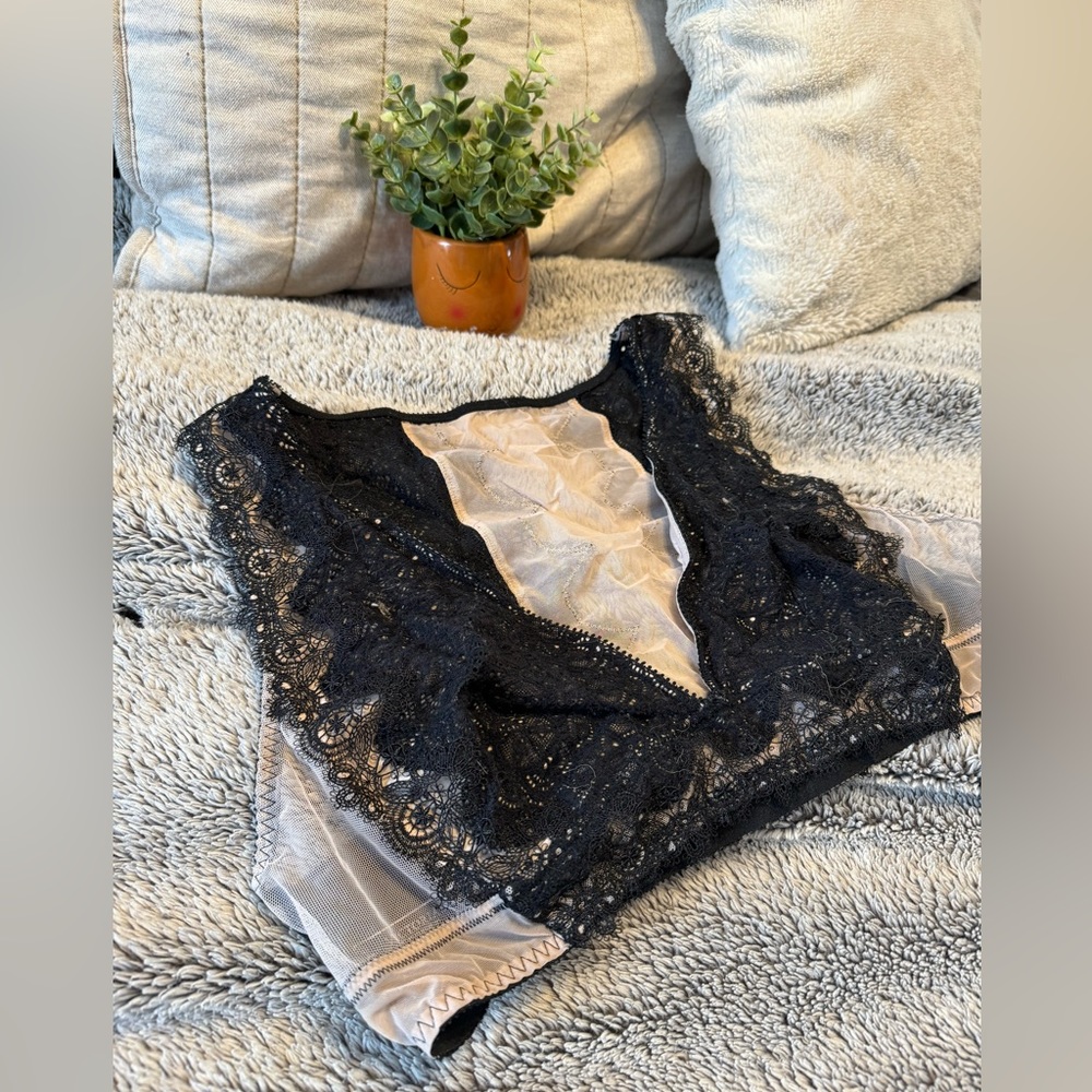 Victoria Secret Black lace and Nude mesh bralette